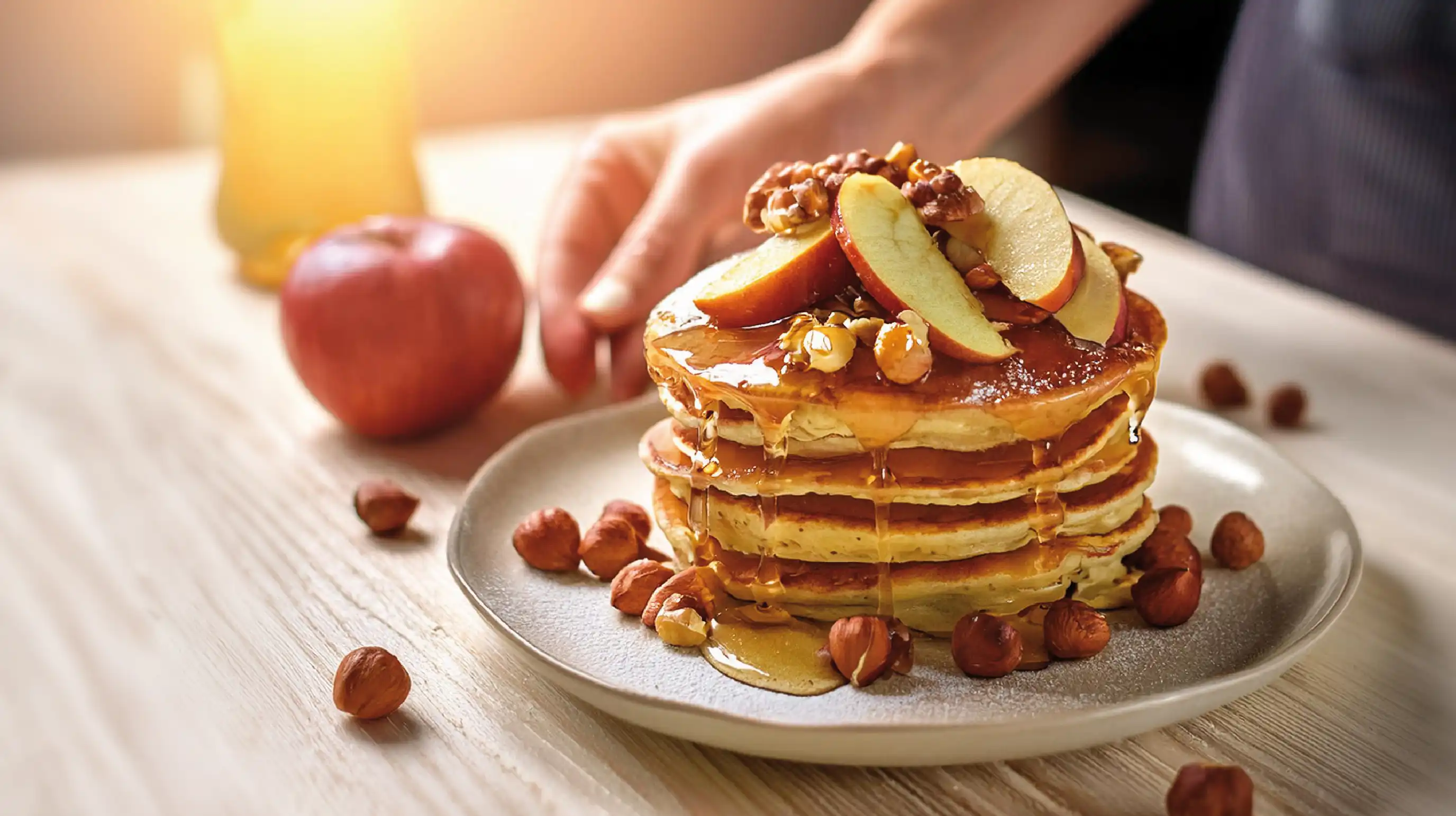 Pfannkuchen mit Äpfeln und Nüsse Pfannkuchen mit Äpfeln und Nüsse